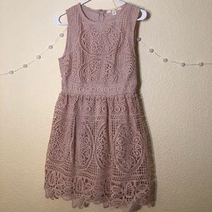 Ballet Pink Sleeveless Crochet Textured Dress